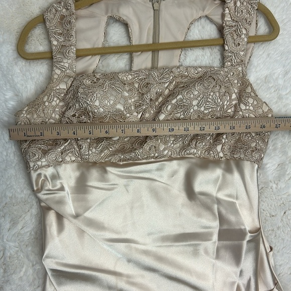 Stunning Embroidered Hailey Satin Champagne Sleeveless Cocktail Mini Dre… - Picture 8 of 14